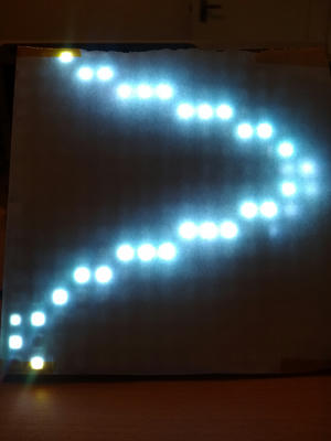 16x16 LED matrix, displaying (roughly) a sine wave pattern