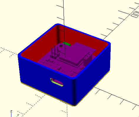 A very colourful 3D rendering of a rounded box, with a hole for the USB port.