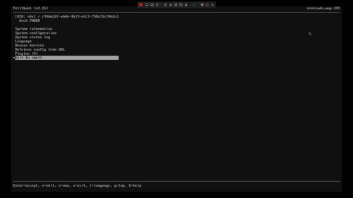 Screenshot of the petitboot menu